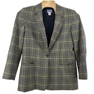 Vintage Pendleton Tall Tartan Plaid Blazer Jacket 100% Virgin Wool Women Size 14